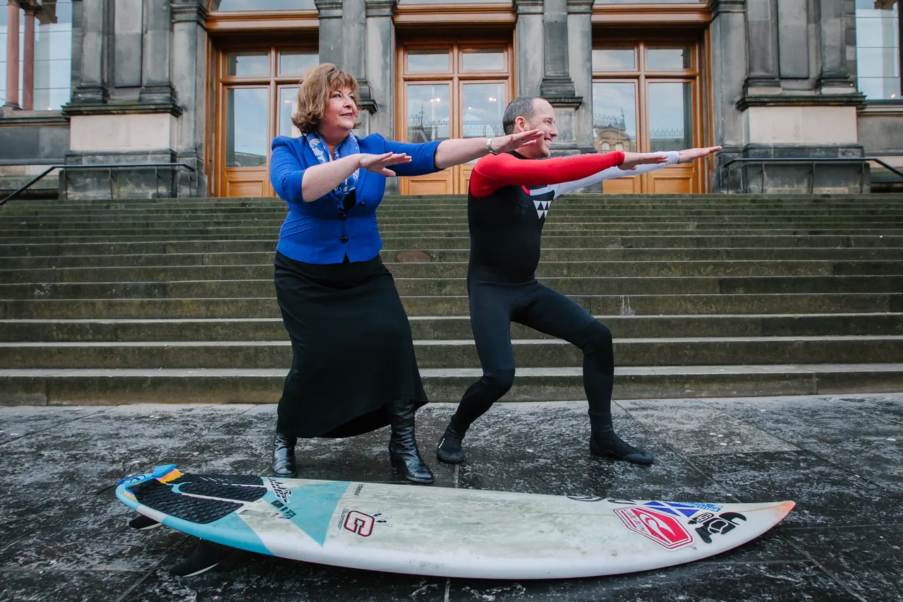 Surfers celebrate 50 days to go until the Year of Coasts and Waters 2020