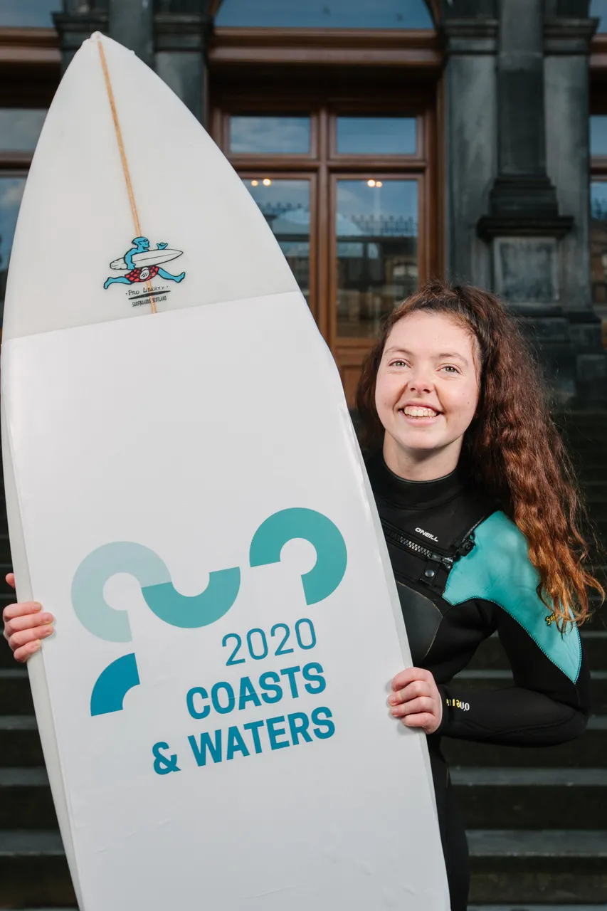 Surfers celebrate 50 days to go until the Year of Coasts and Waters 2020