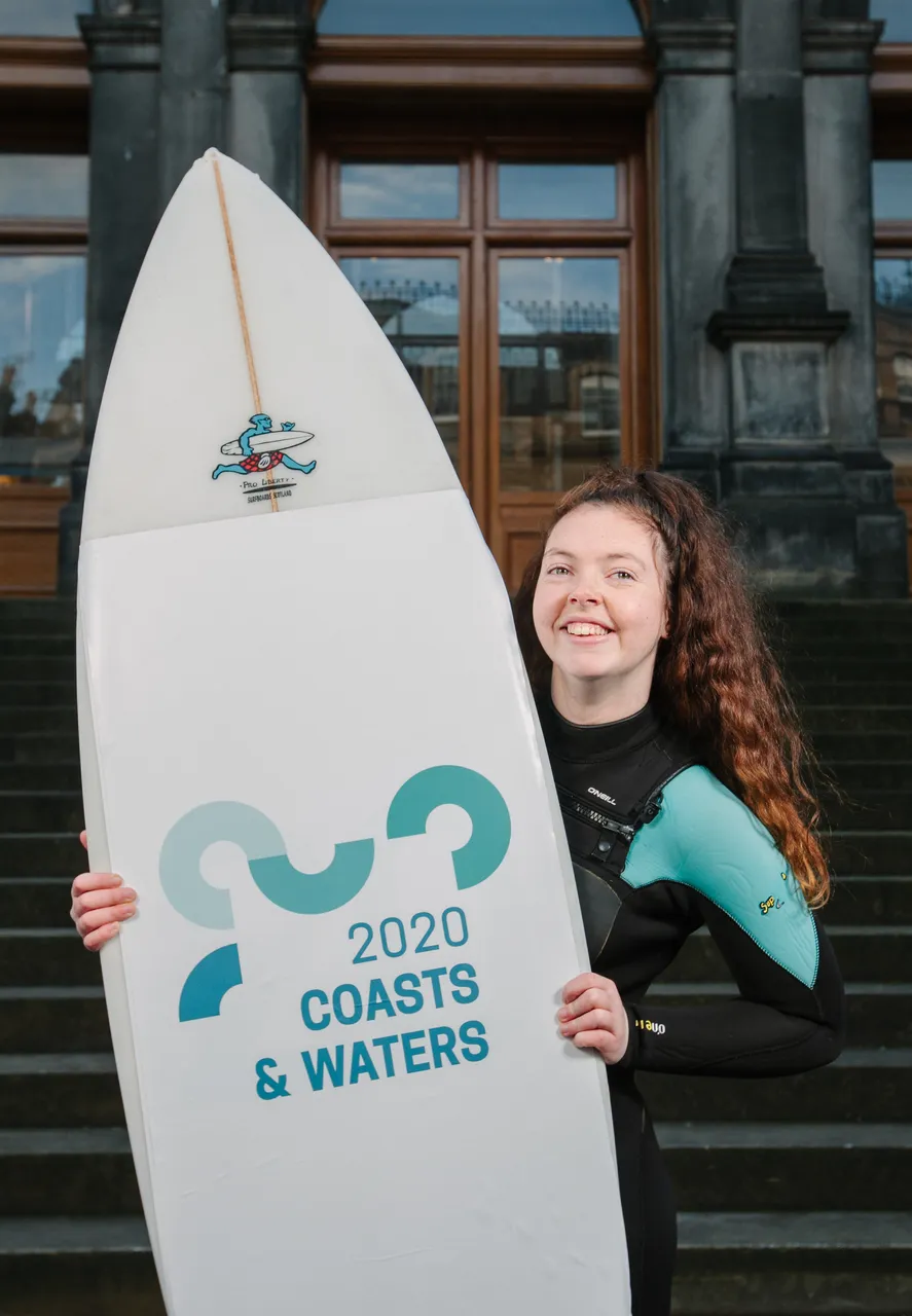 Surfers celebrate 50 days to go until the Year of Coasts and Waters 2020