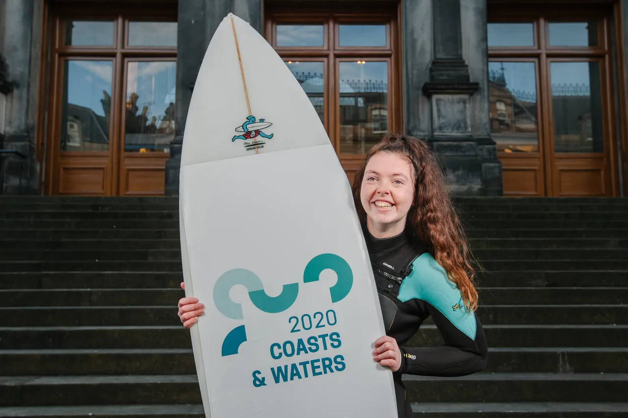 Surfers celebrate 50 days to go until the Year of Coasts and Waters 2020
