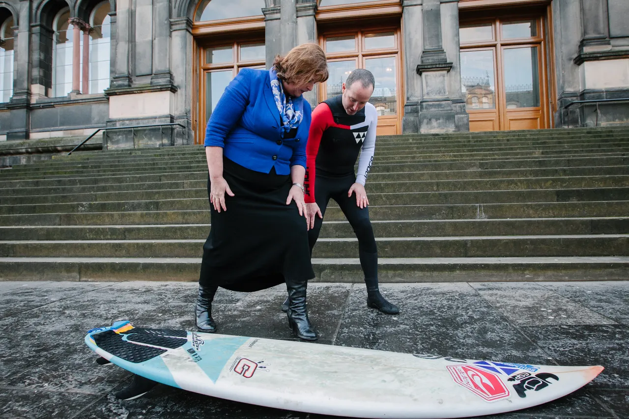 Surfers celebrate 50 days to go until the Year of Coasts and Waters 2020