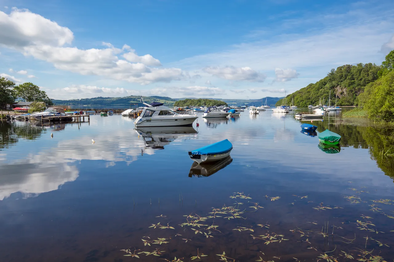 Boats moored on Loch Lomond