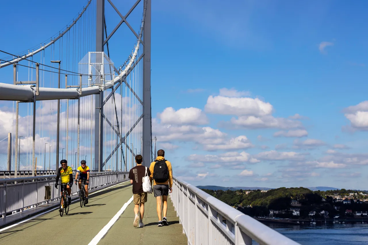 Cyclists and Pedestrians on the Forth Road Bridge