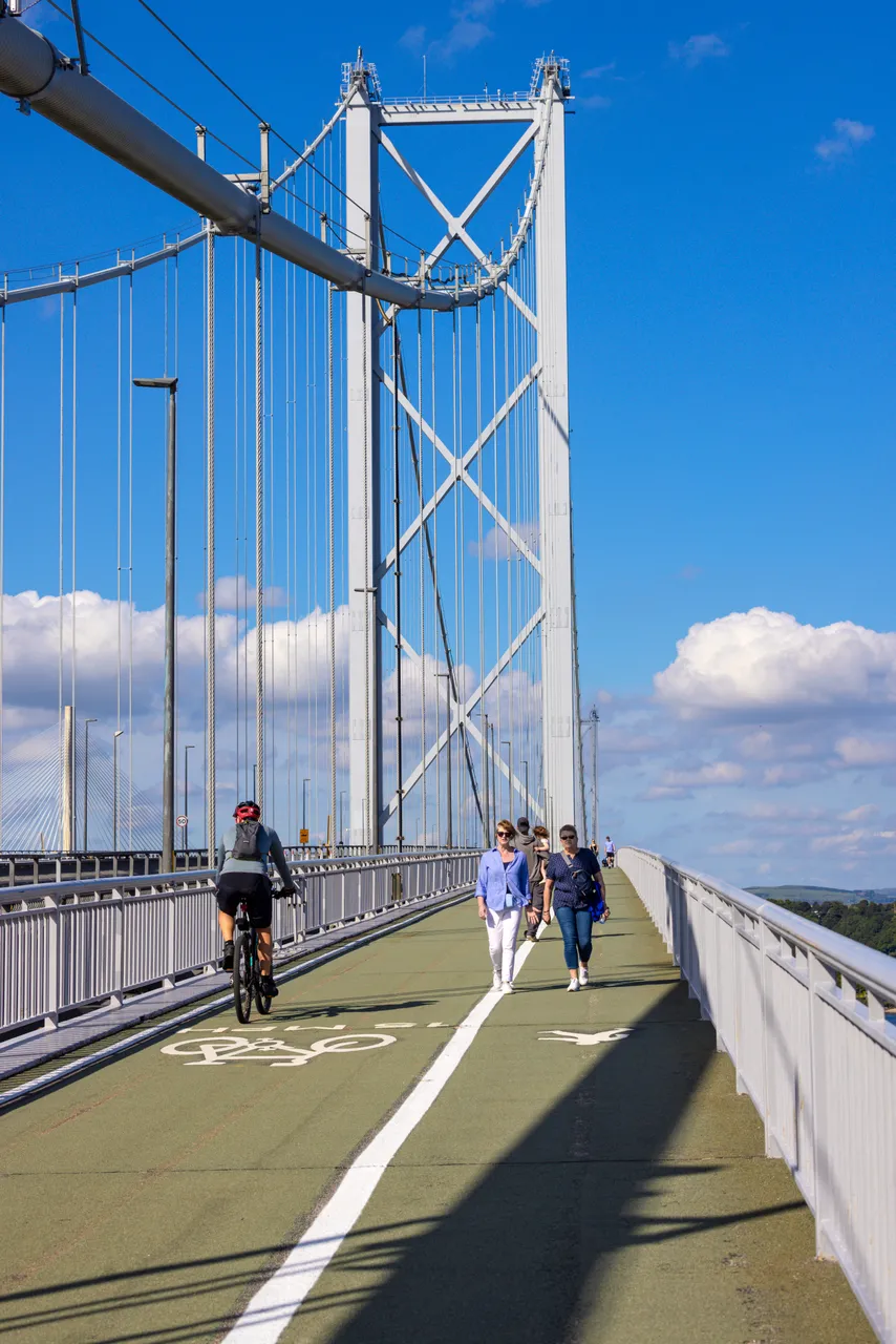 Cyclists and Pedestrians on the Forth Road Bridge