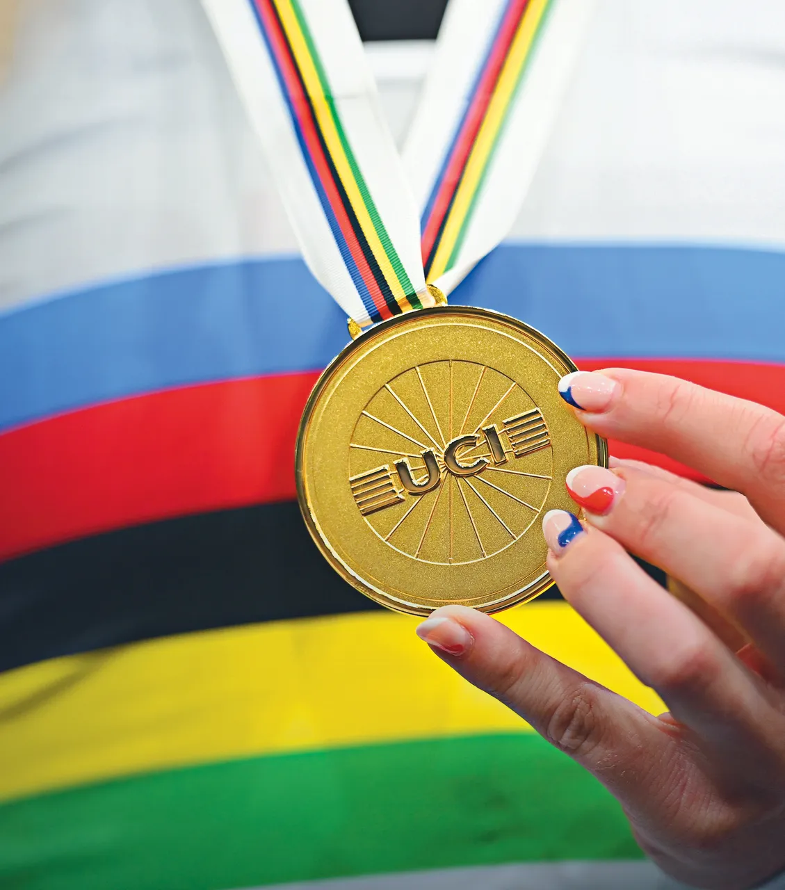 2023 UCI Cycling World Championships - Generic Gold Medal + Rainbow Jersey