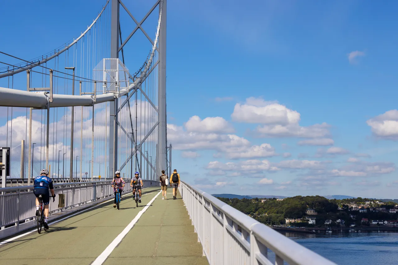Cyclists and Pedestrians on the Forth Road Bridge