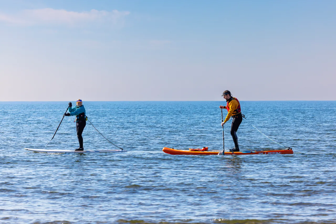 Stand-up Paddleboarding on Irvine beach