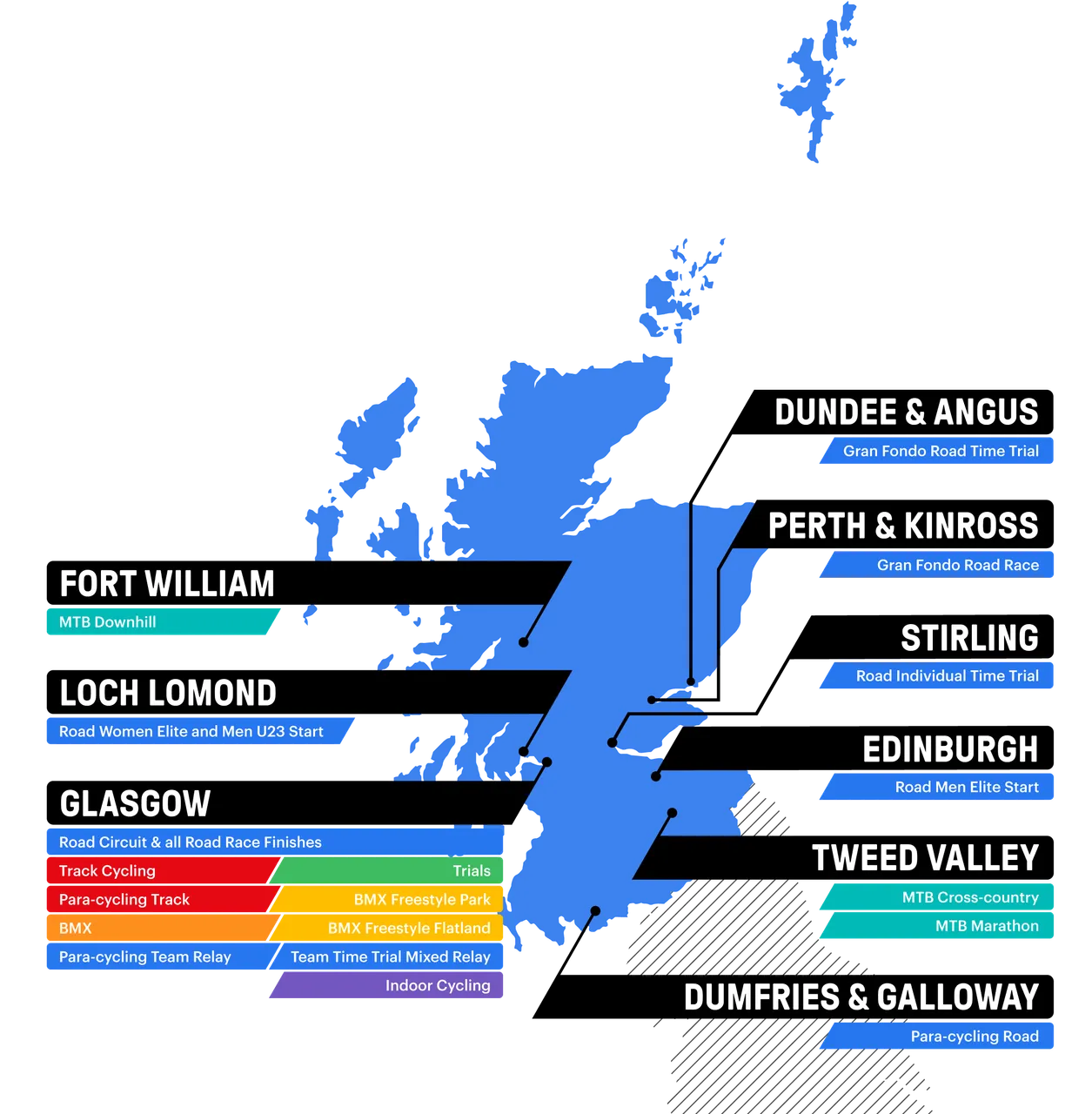 2023 UCI Cycling World Championships - Scotland Venue Map