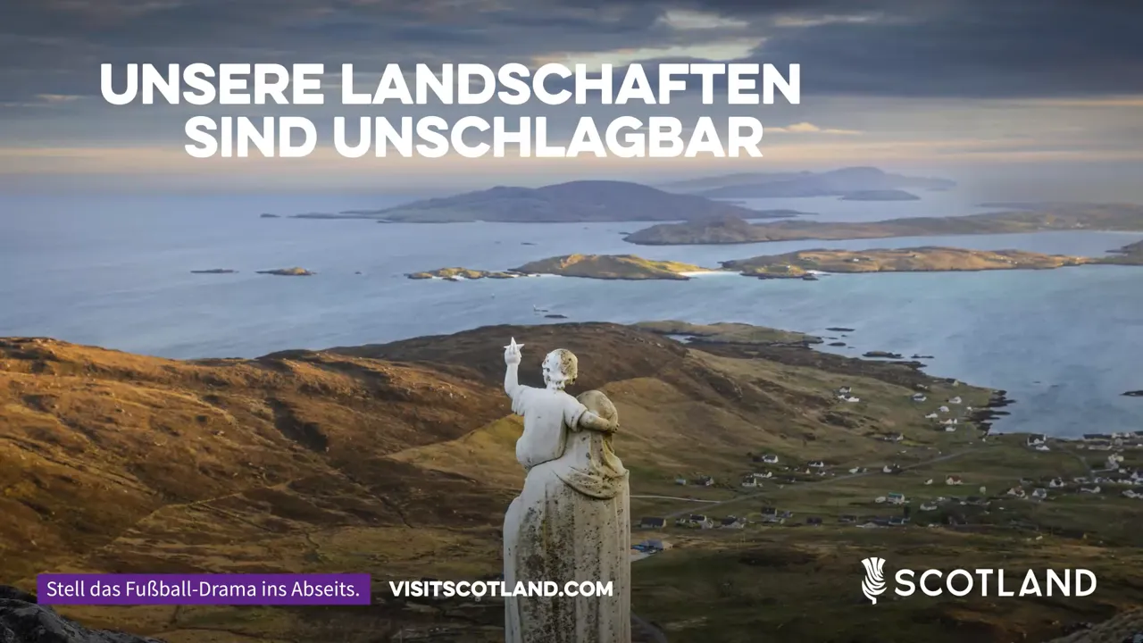 VisitScotland EURO 2024 Advert - Heaval Viewpoint, Isle of Barra. Credit VisitScotland The Union