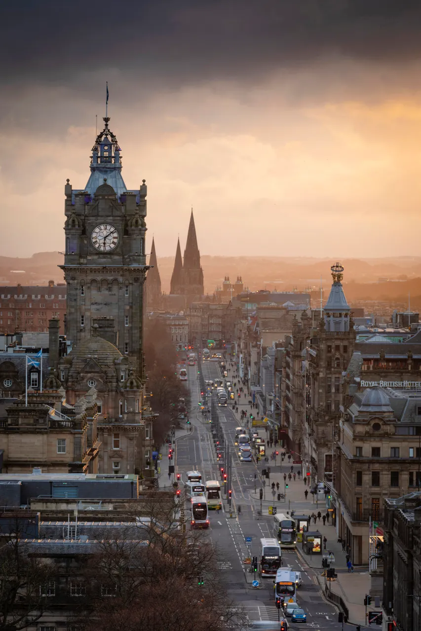 The Balmoral Clocktower and Princes Street viewed from Calton Hill