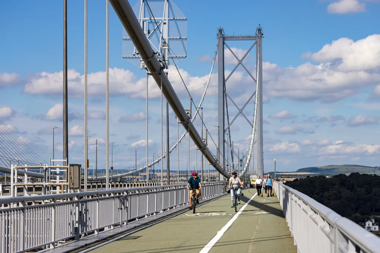 Cyclists and Pedestrians on the Forth Road Bridge