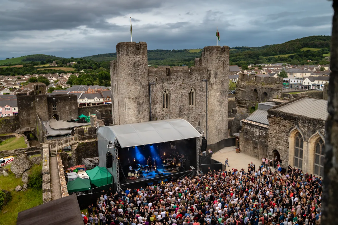 Public Service Broadcasting performing live at Caerphilly Castle