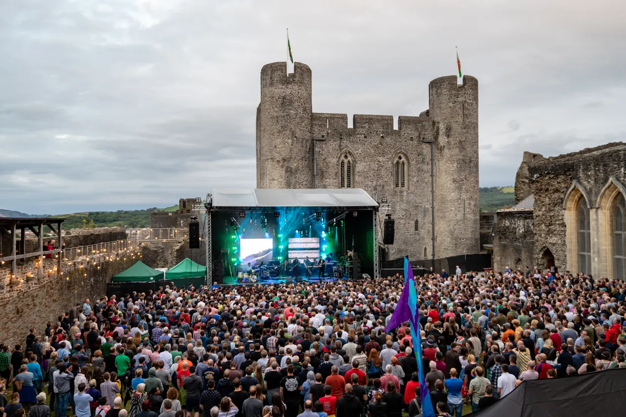Public Service Broadcasting performing live at Caerphilly Castle