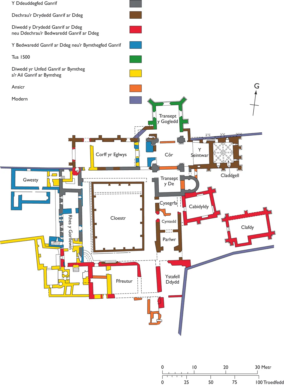 Cynllun Llawr - Abaty a Chartws Llandudoch