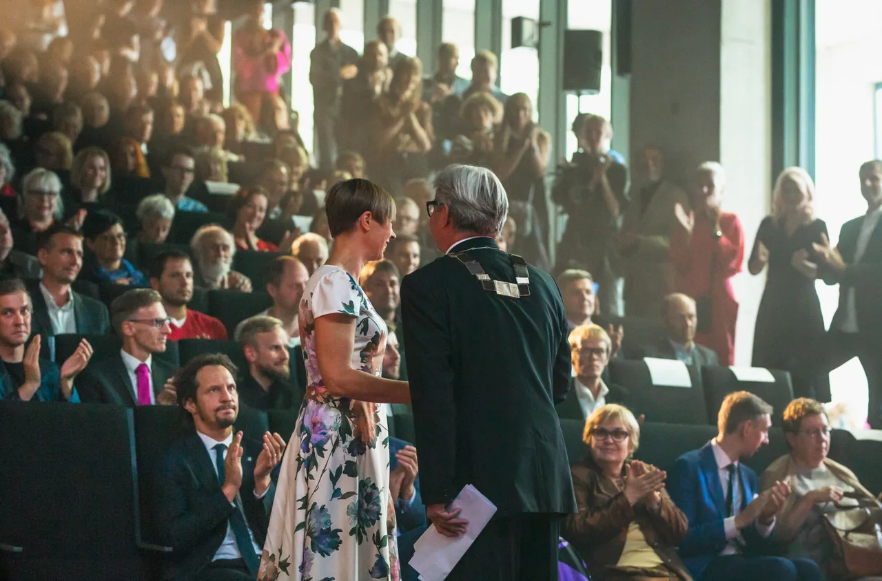 The president is on stage