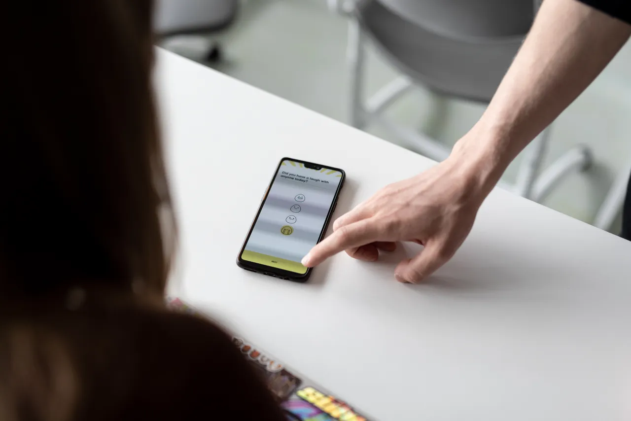 Showing phone screen