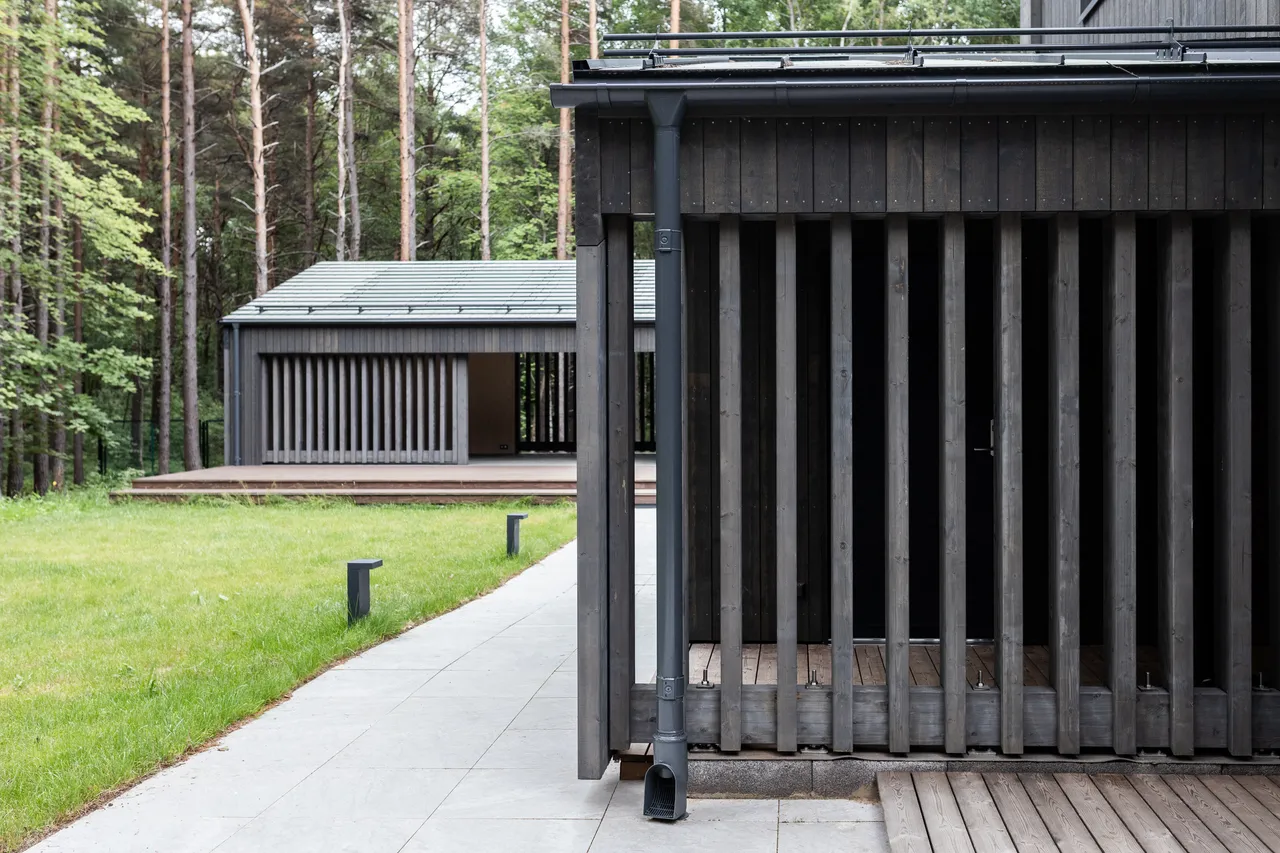 Backjard of the wooden modular house