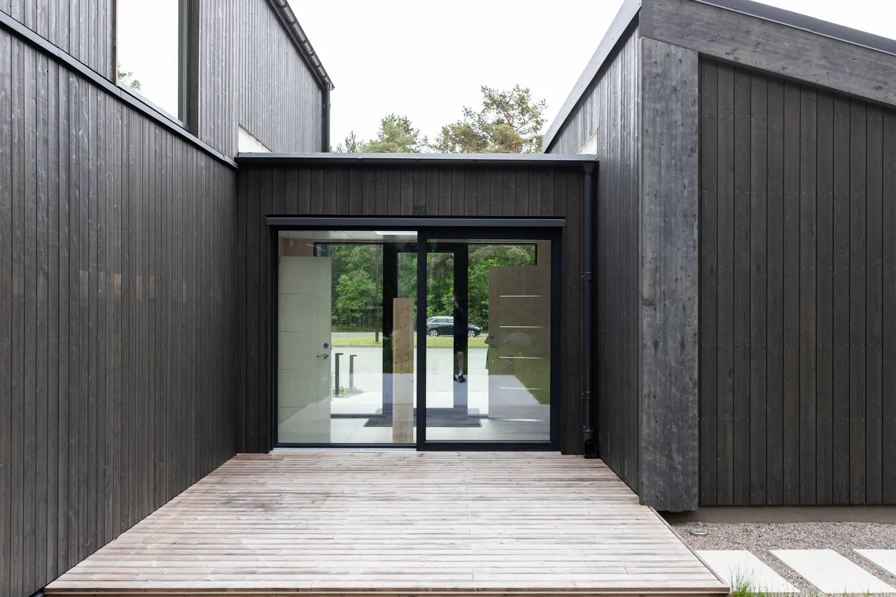 Entrance of wooden modular house