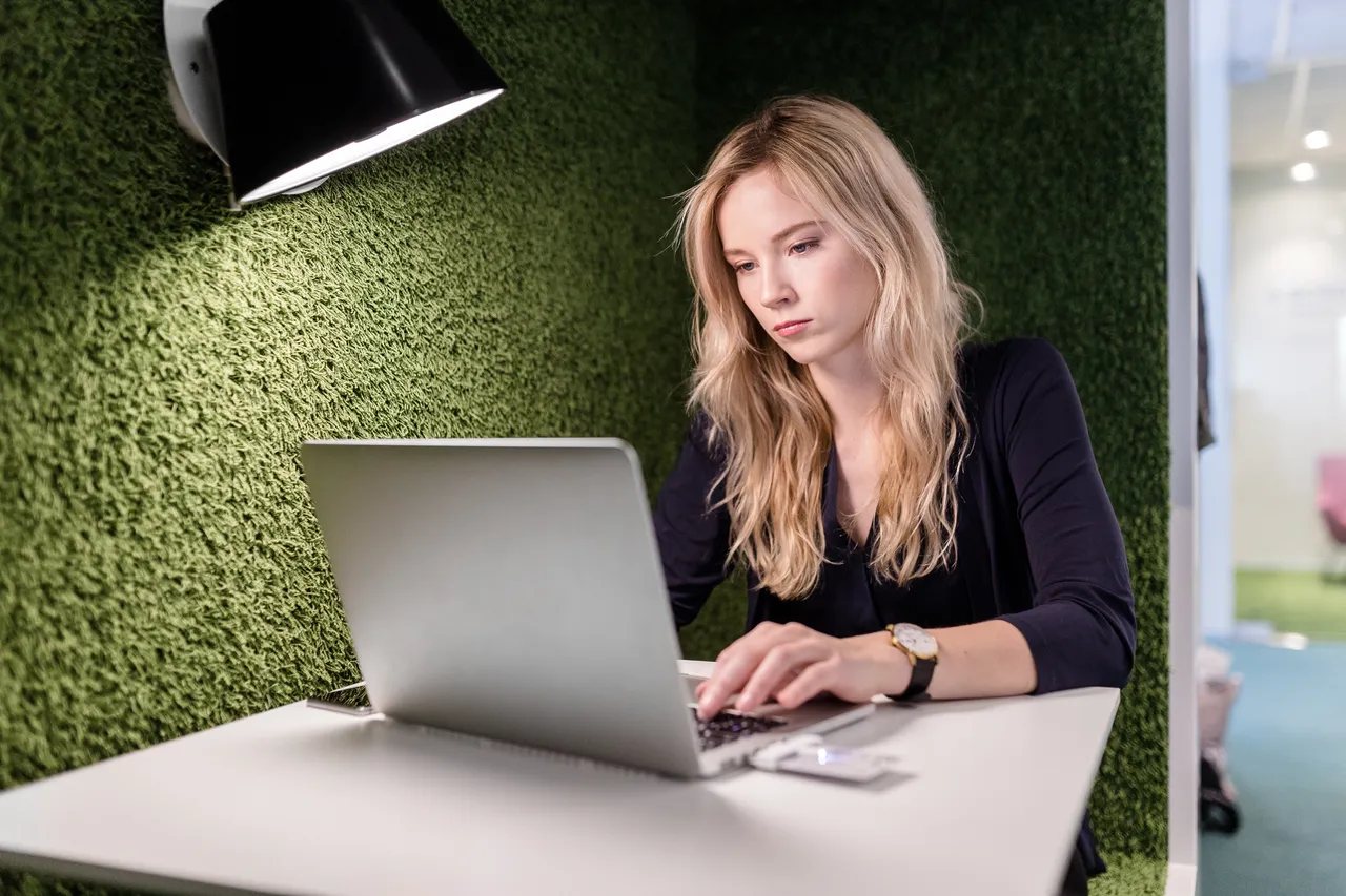 Young Woman Working With Laptop