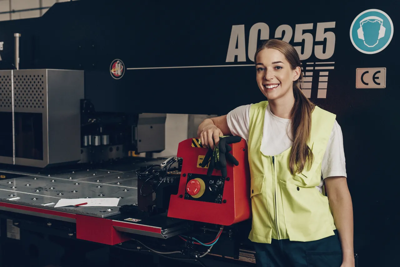 Woman with machinery