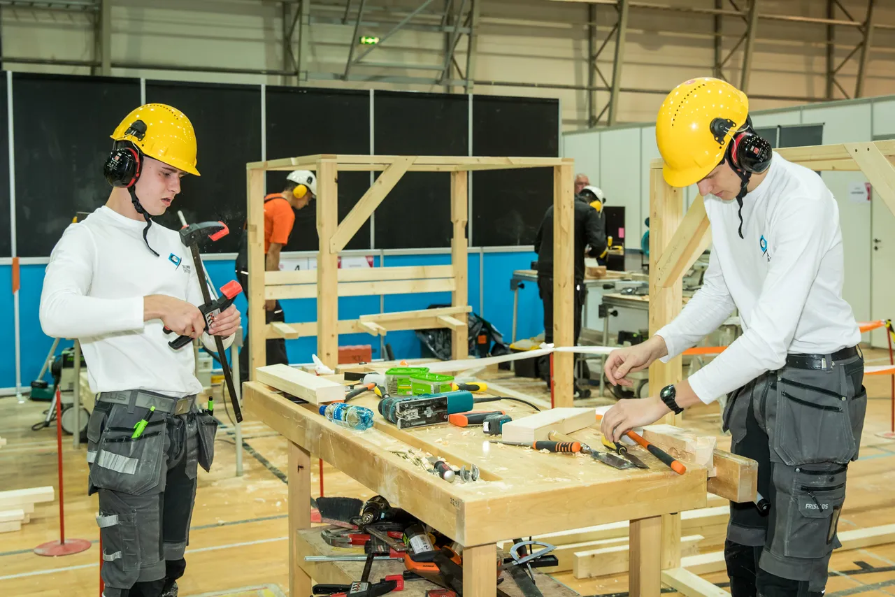 Young building carpenters