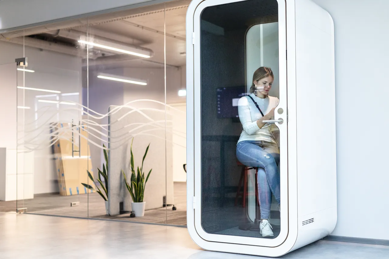 Woman sitting in a silent space