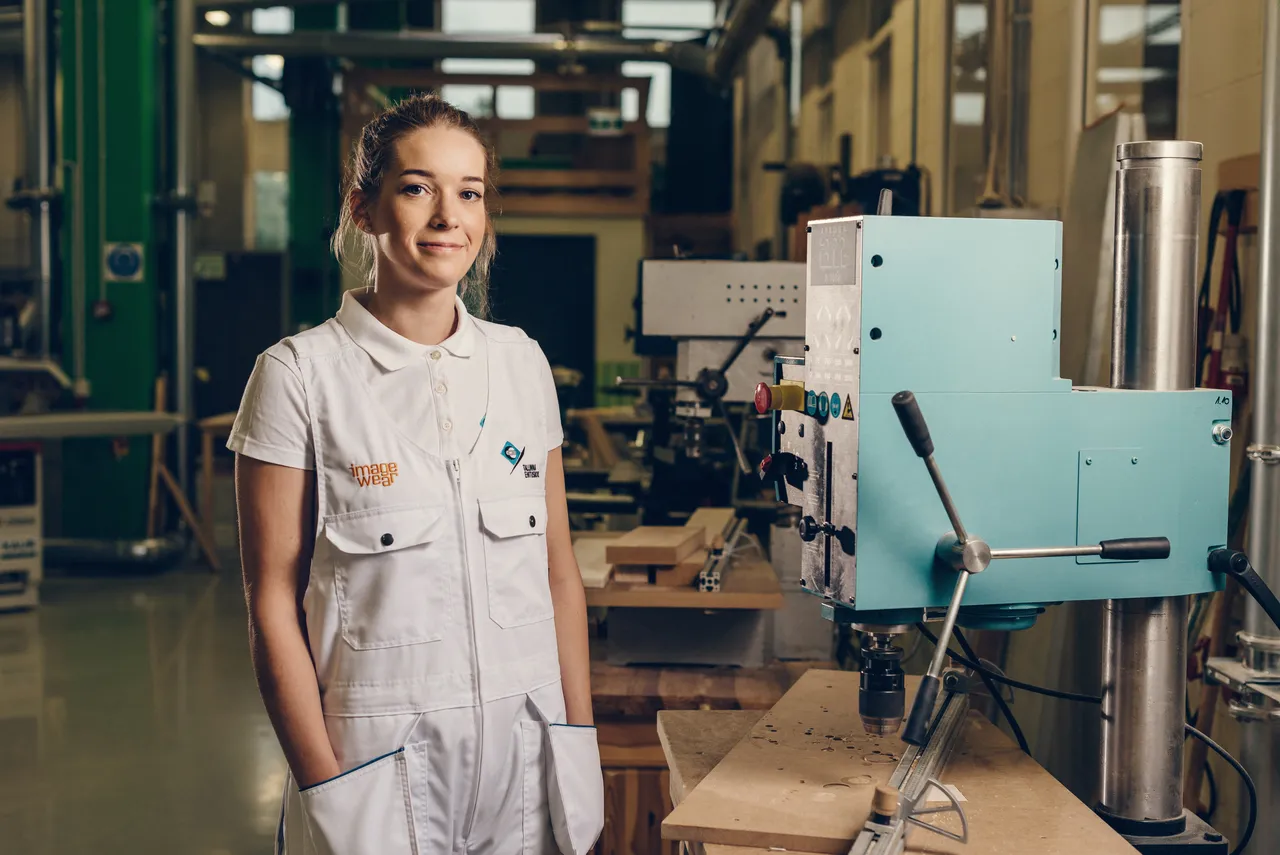 Student with machinery