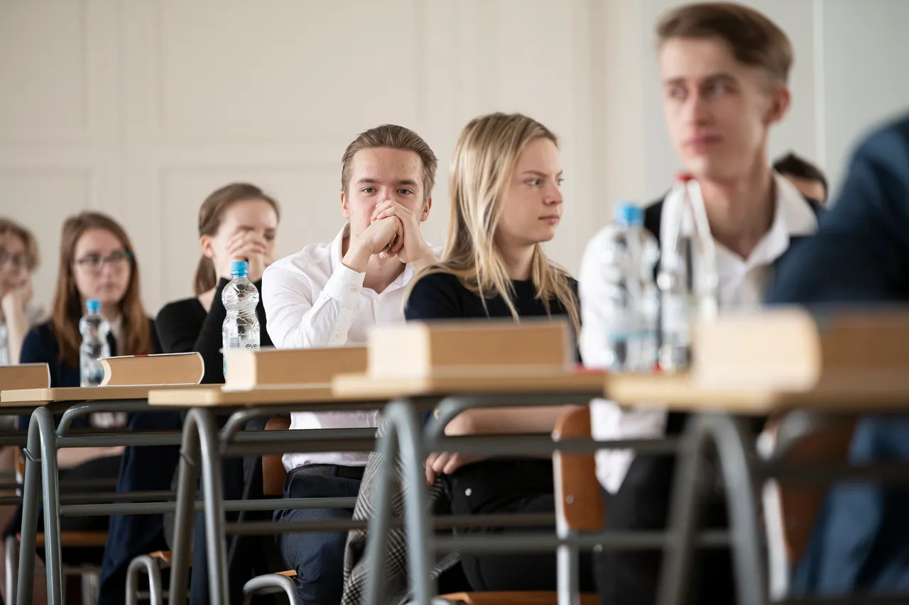 Students taking state exam