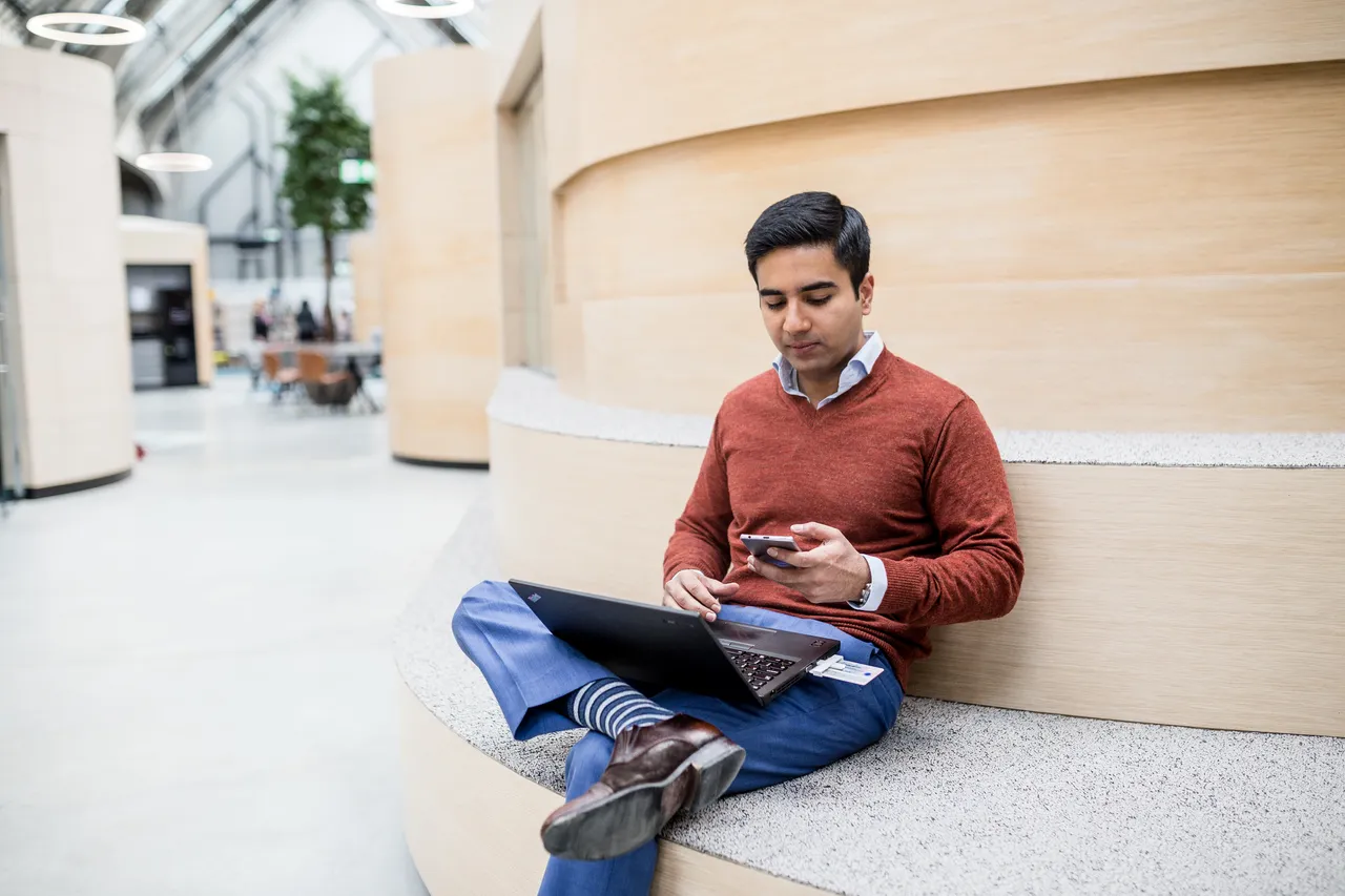Man Working in Open Office