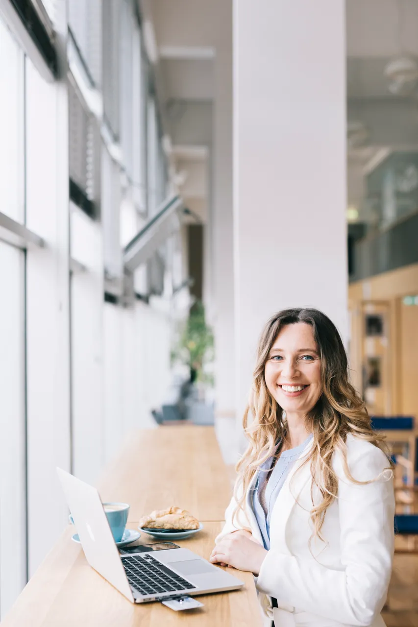 Woman working on a laptop