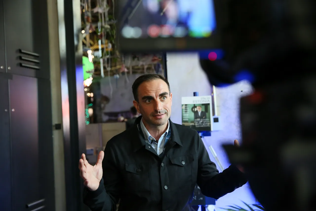 Man giving interview