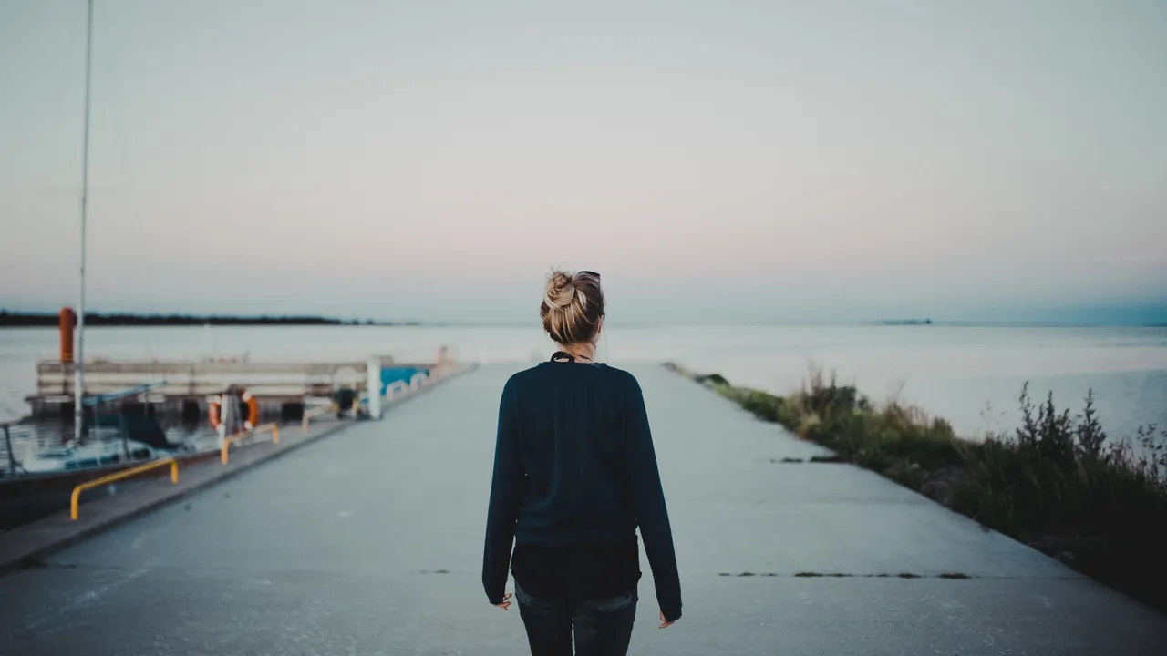 Girl by the Sea Walking
