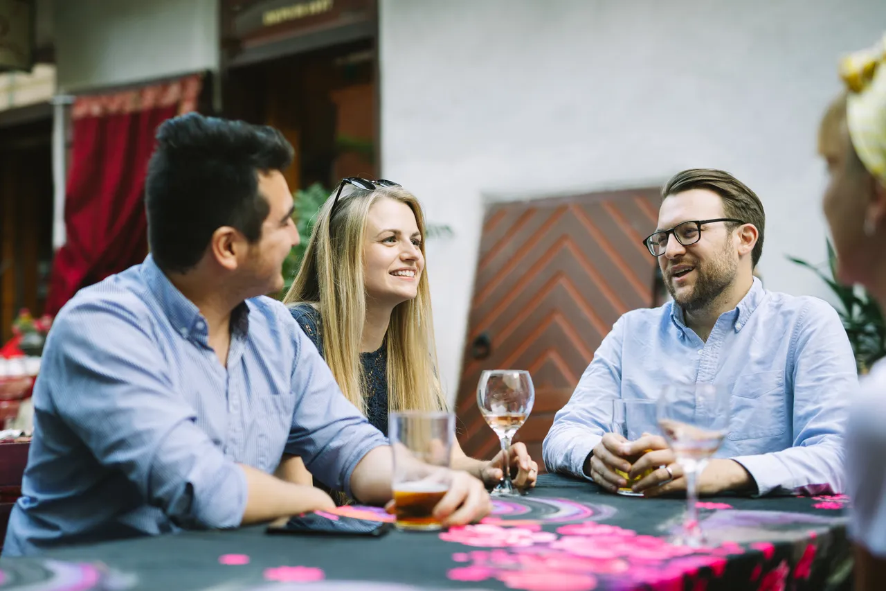 Friends gathering in Tallinn Old Town