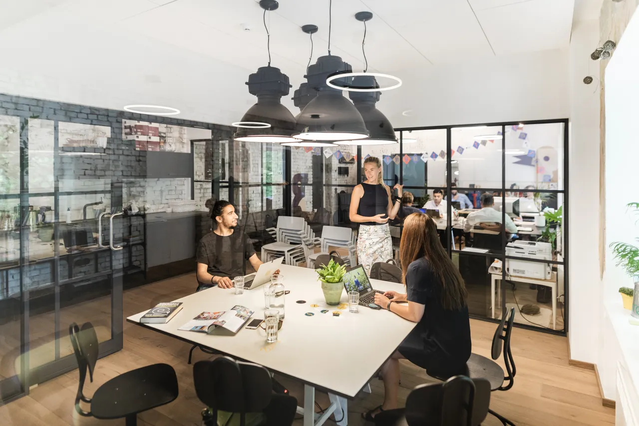 Meeting coworkers office