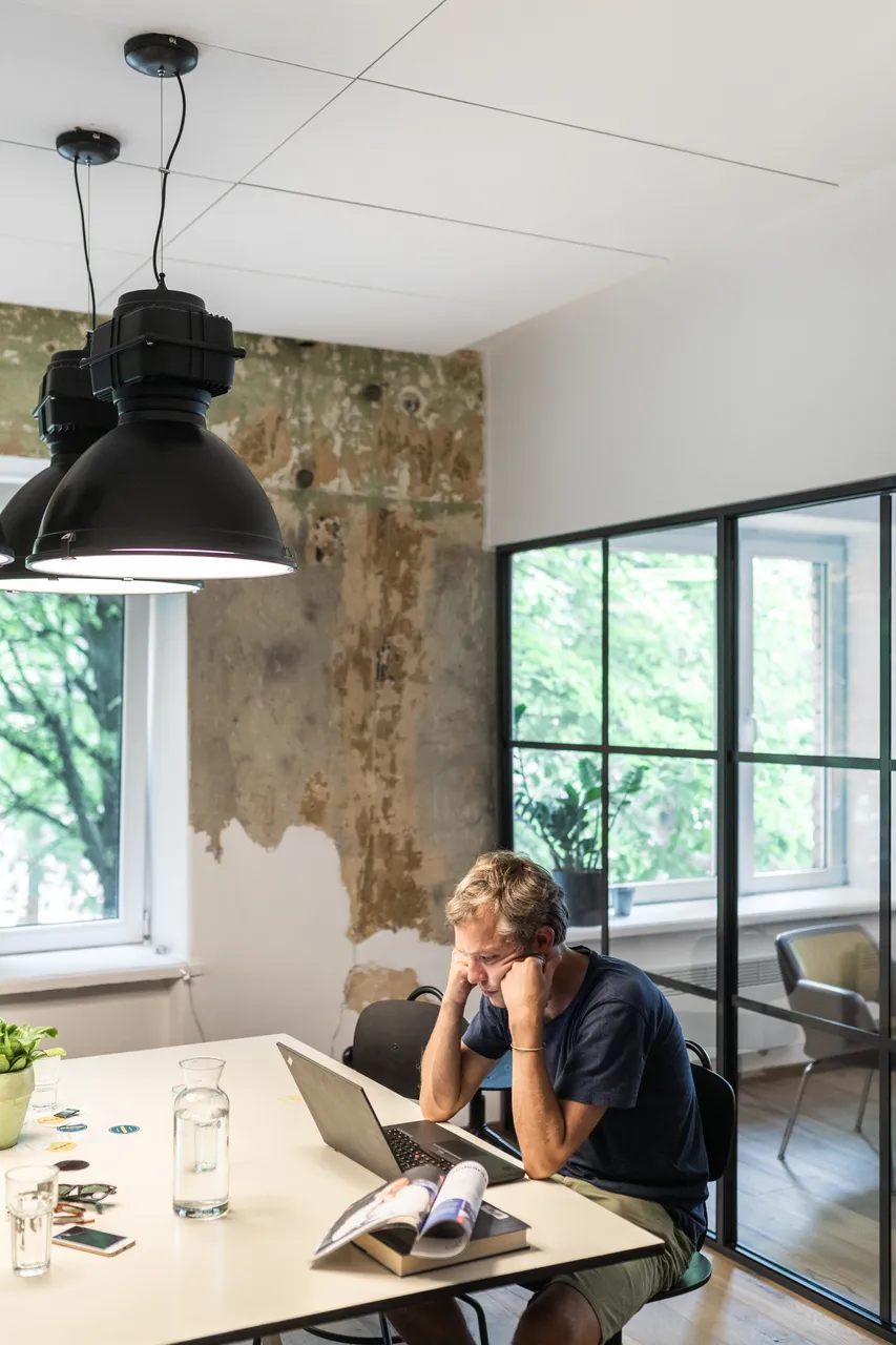 Man working in open office