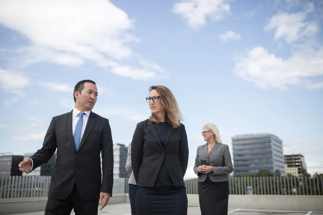 Group of business people walking outdoor