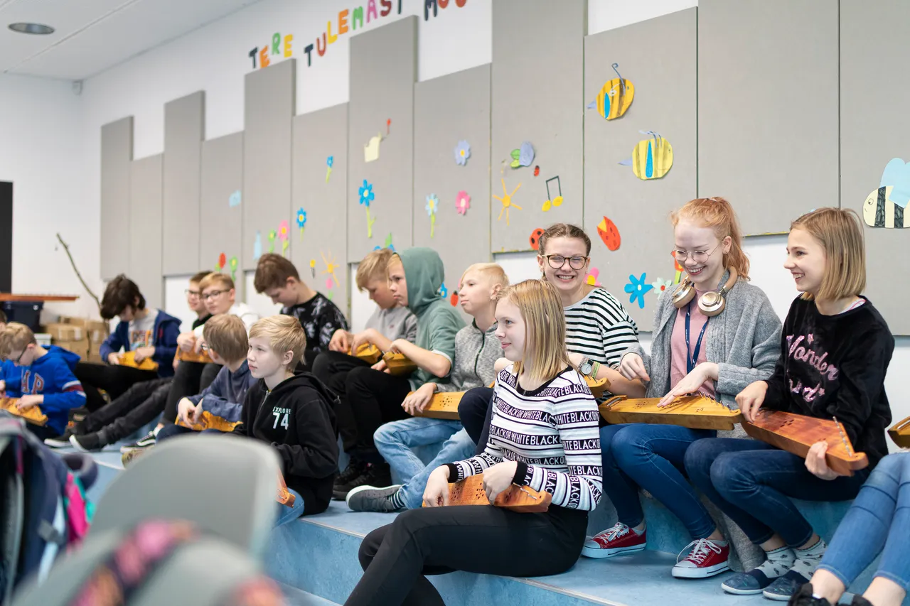 Children at music class