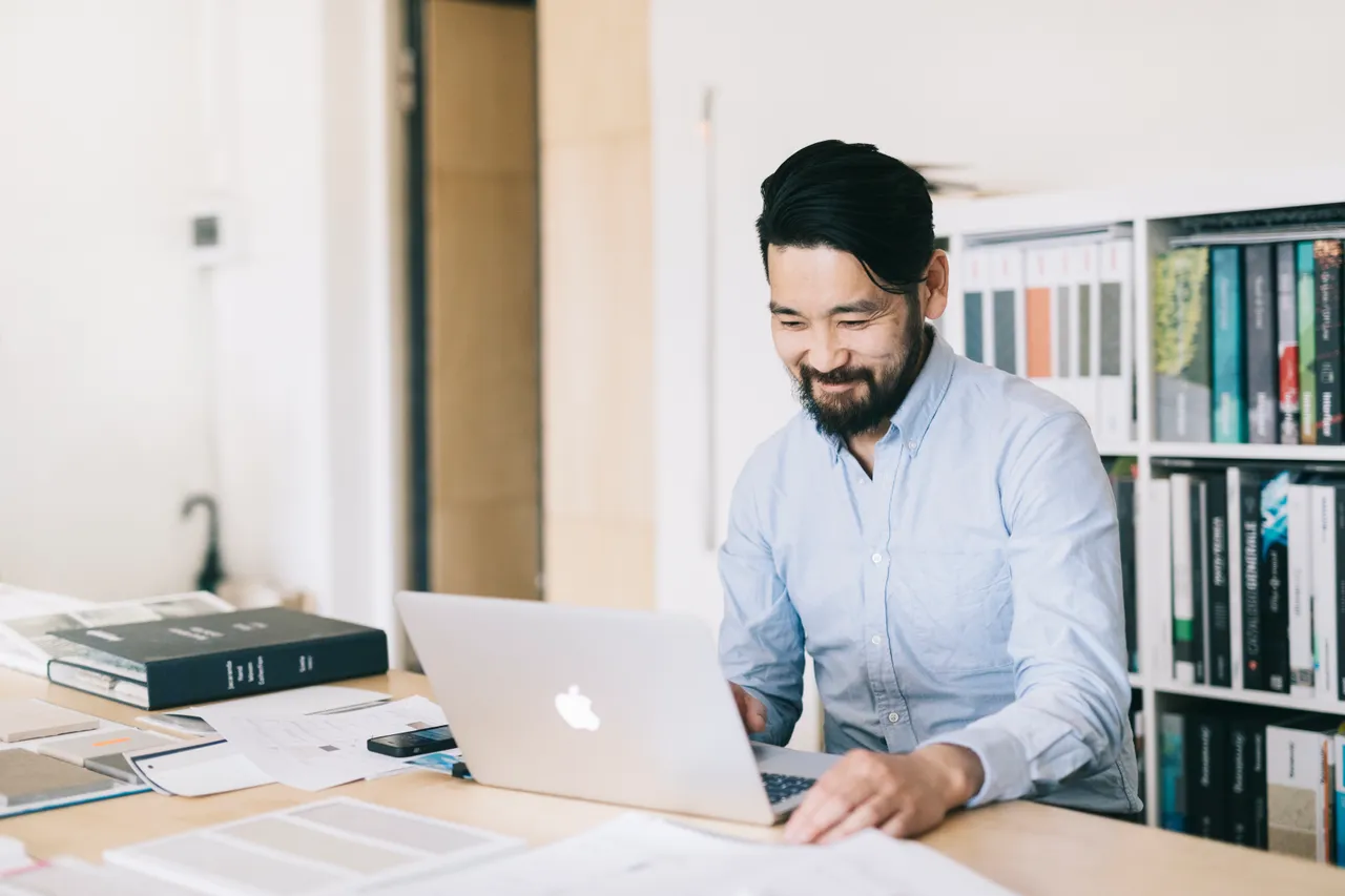 Man working on a laptop