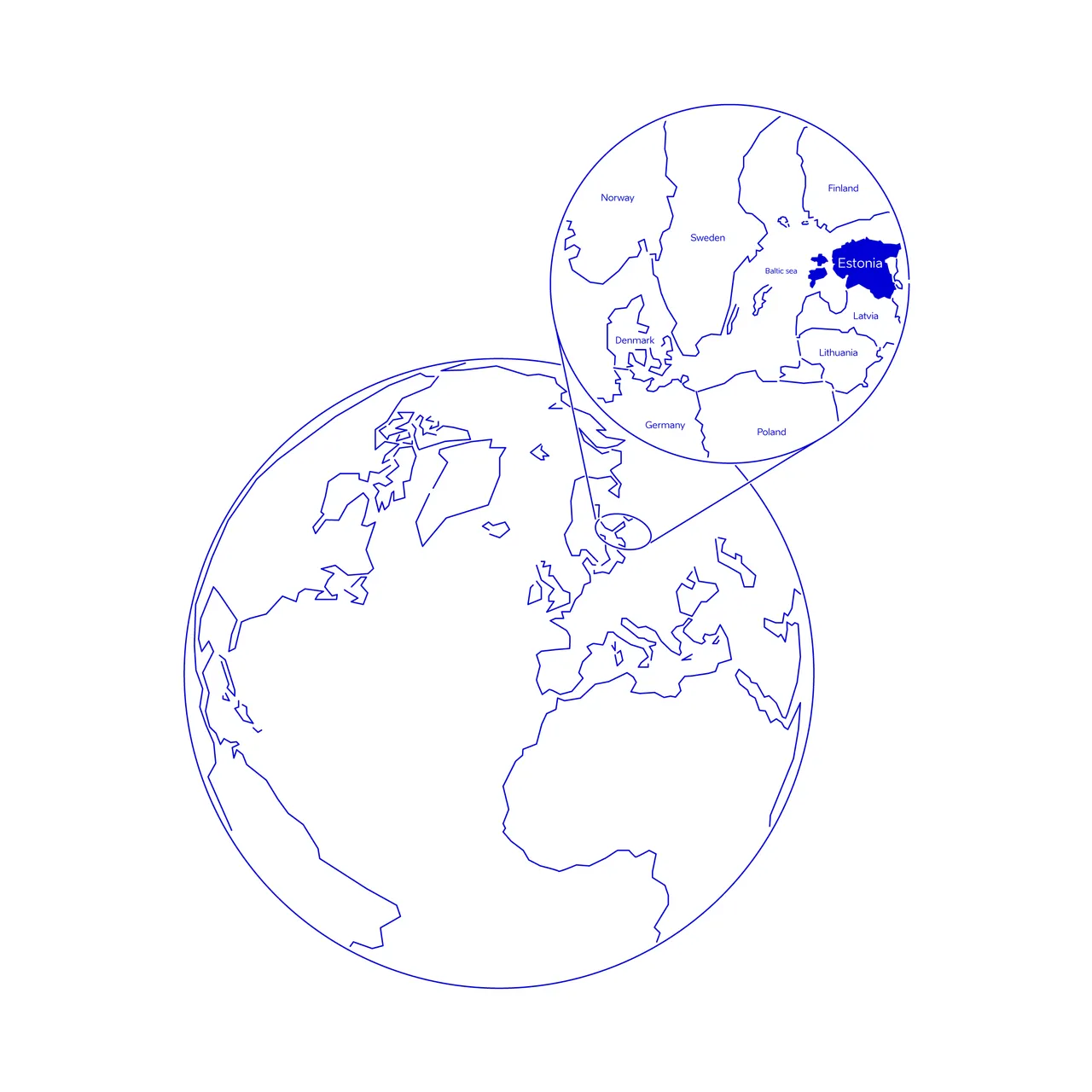 Estonia location in world west Illustration