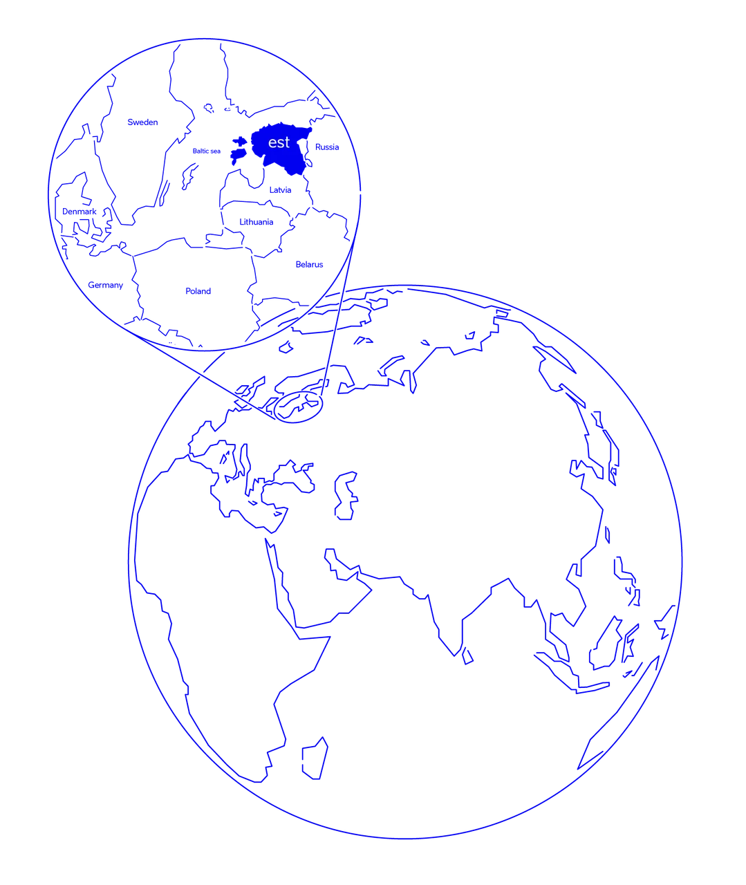 Estonia location in world east Illustration