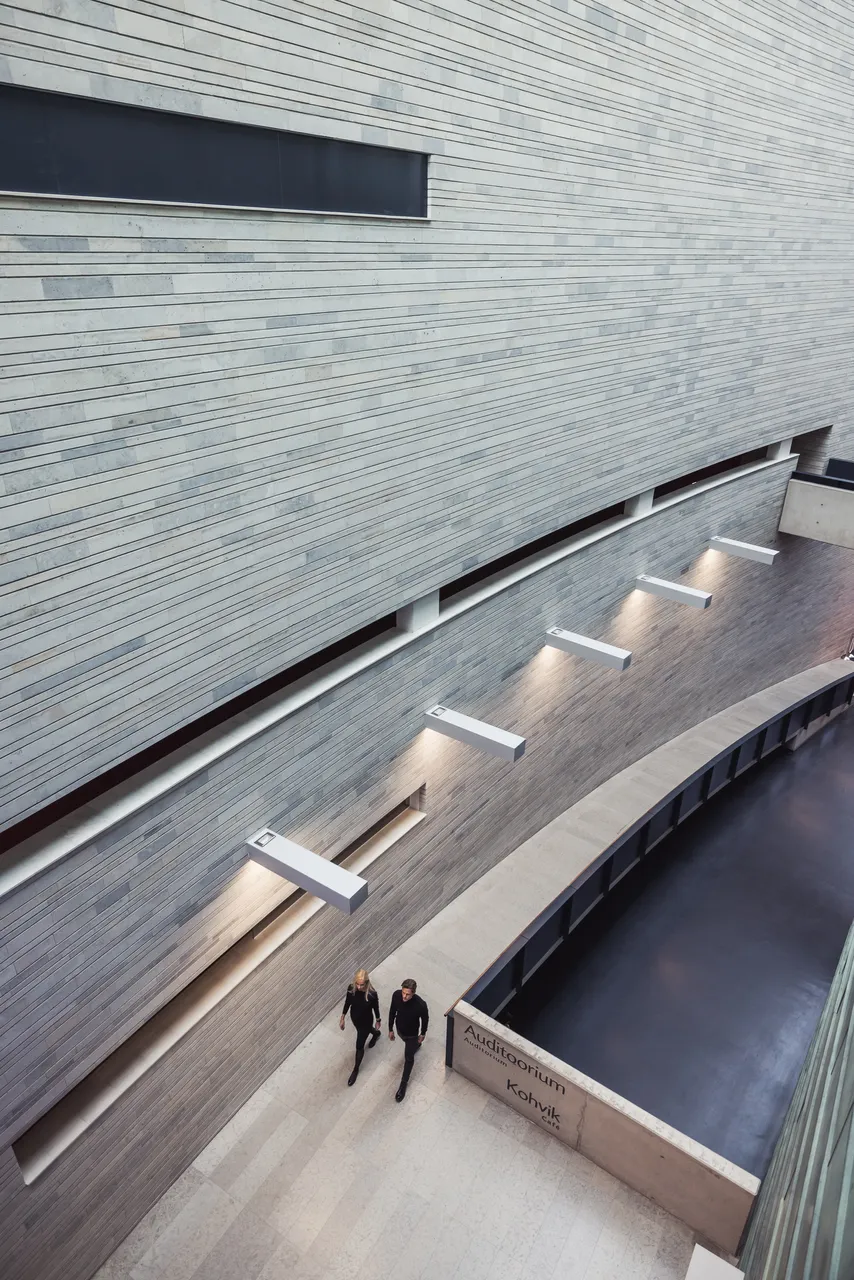 Couple walking in hall