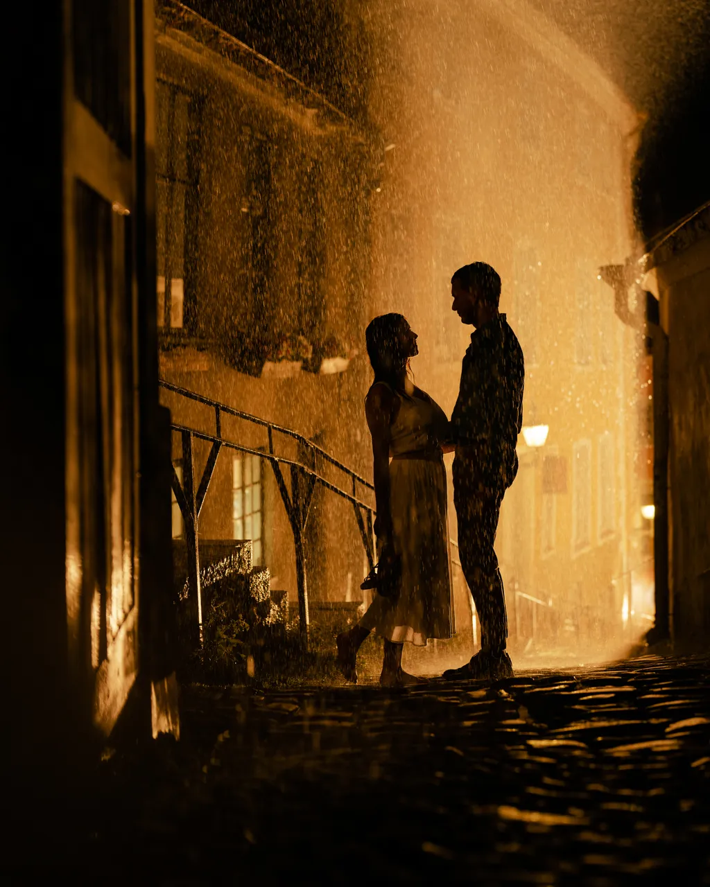 Couple in the rain