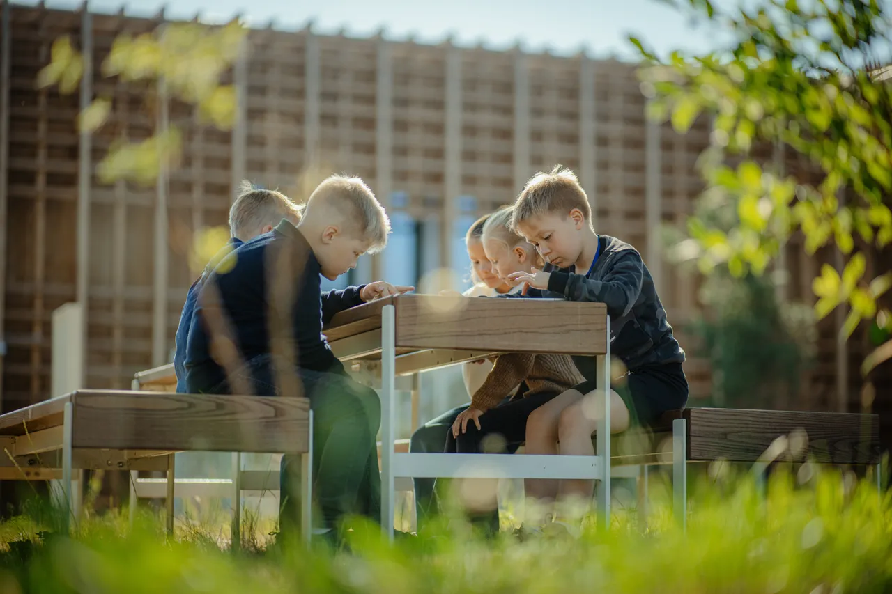 Children learning outdoors