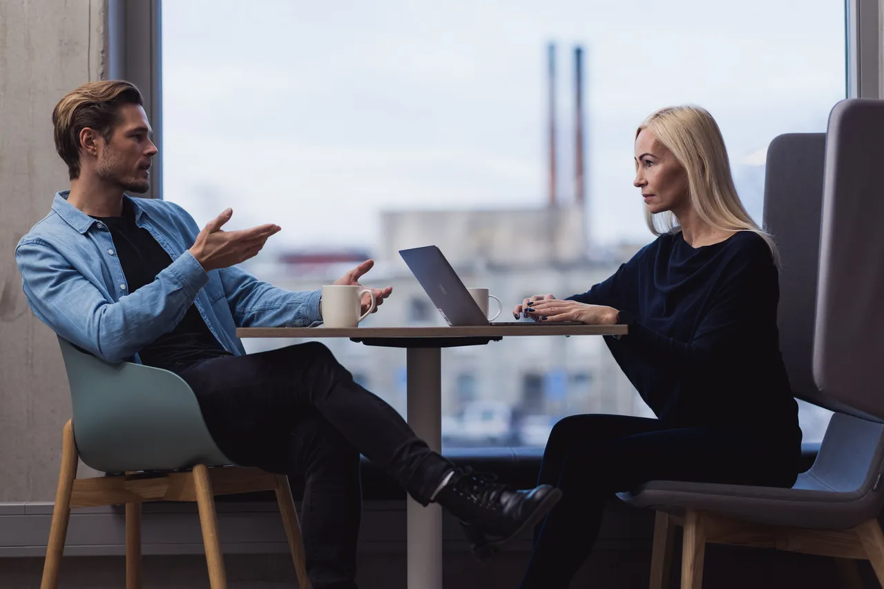 People talking in office