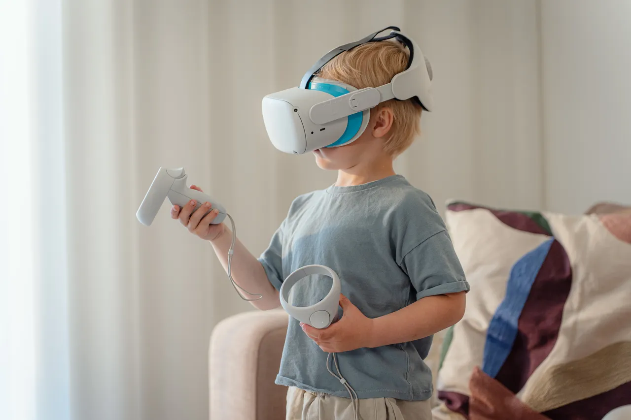 Child with VR headset