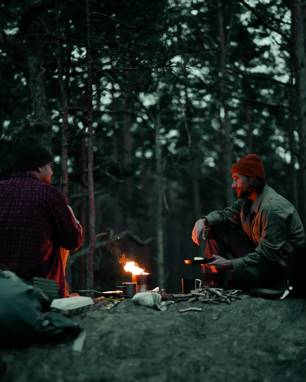 Cooking over a campfire