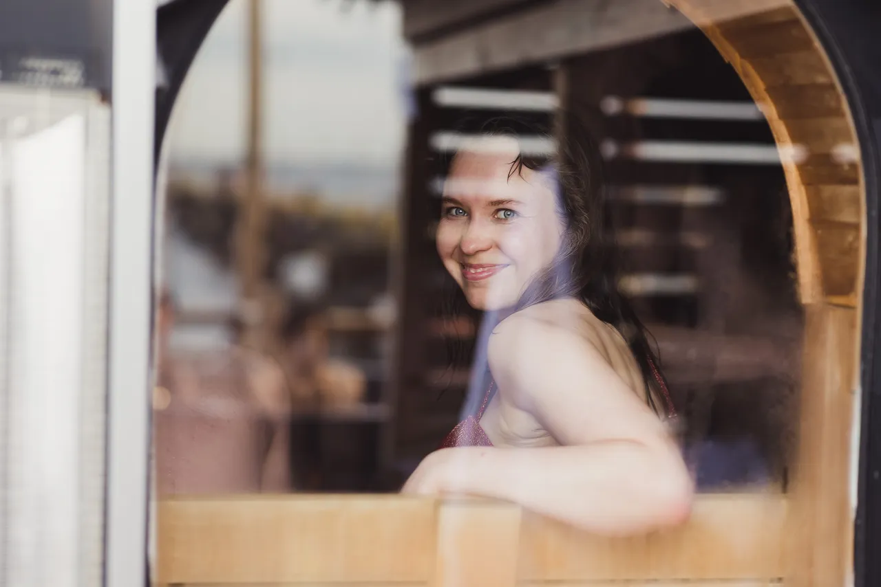 Woman in sauna