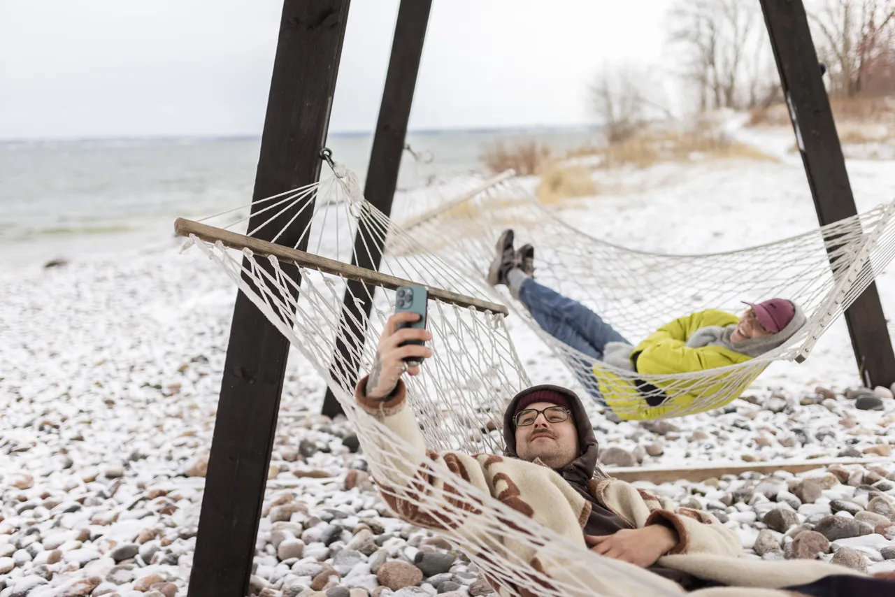Relaxing in hammocks