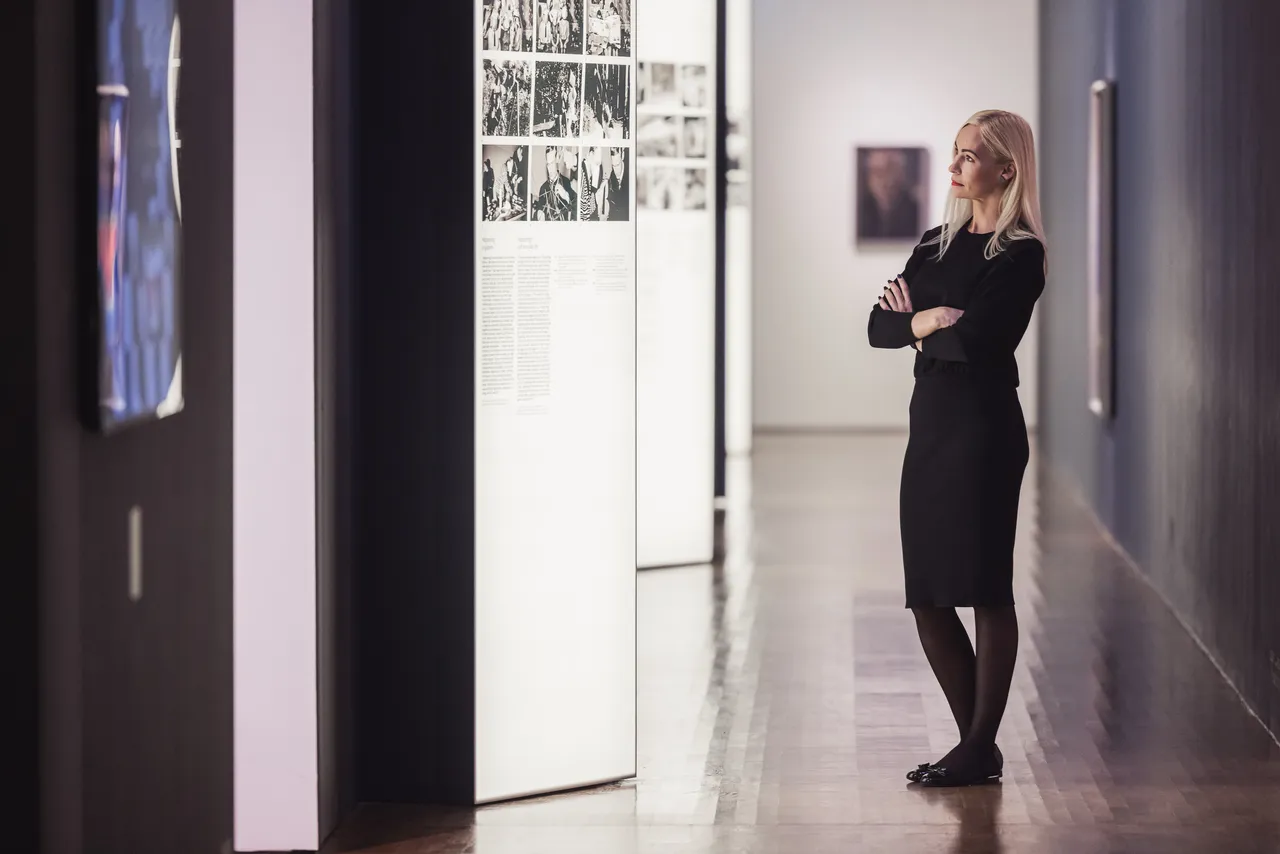 Woman looking at exhibition