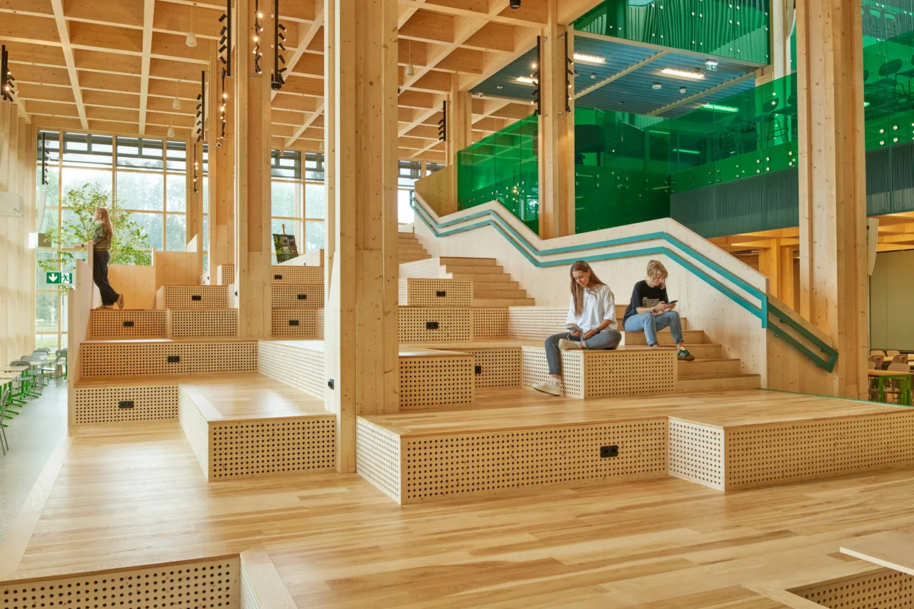 Students in modern school environment